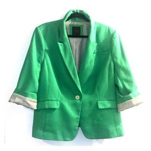 3/4 sleeve Kelly Green Herringbone Blazer